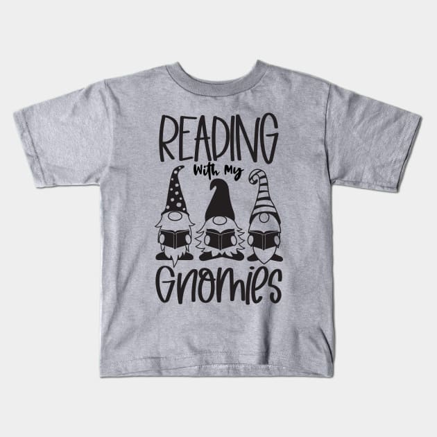 reading with my gnomies Kids T-Shirt by Mstudio